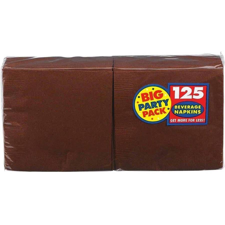 Chocolate Brown Big Party Pack, Beverage Napkins, Pack of 125 by Generic