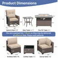thumbnail image 5 of ALAULM 13 Pcs Patio Wicker Furniture Set with 2 Swivel Chairs & Stainless Steel Gas Fire Pit Table, Brown/Sand, 5 of 6