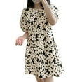 thumbnail image 5 of VONDA Women's Printed Short Sleeve Mini Dress Casual Thigh-Length A Line Dresses, 5 of 6