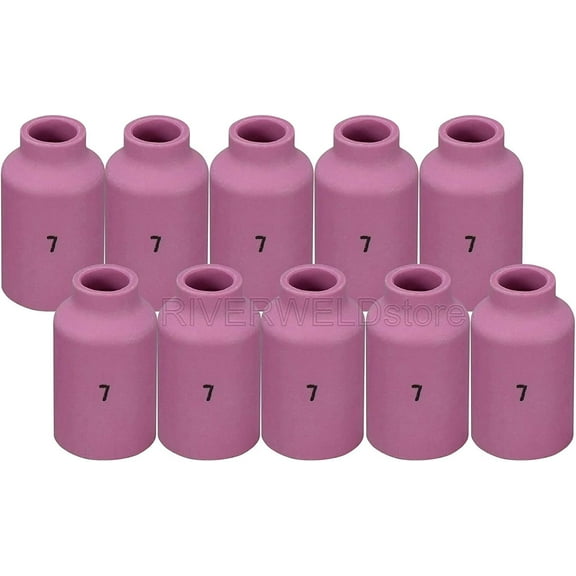 RIVERWELD TIG Gas Lens Ceramic Cup 54N15 (#7, D11.0 * 42mm) for TIG Welding Torch WP 17 18 26 Series in Lincoln Miller ESAB Weldcraft CK Everlast 10pk