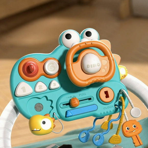 Dinosaur Busy Steering Wheel Toy, Fine Motor Skill Learning, Multi Scenario Mounting, Safe Durable ABS, Interactive Driving Play, Sensory Development, Travel Entertainment Toy