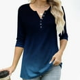 thumbnail image 5 of YUGYXL Women's 3/4 Sleeve Tops Summer Fashion V Neck Tops Casual Loose Fit Blouses for Daily Wear Navy L, 5 of 9