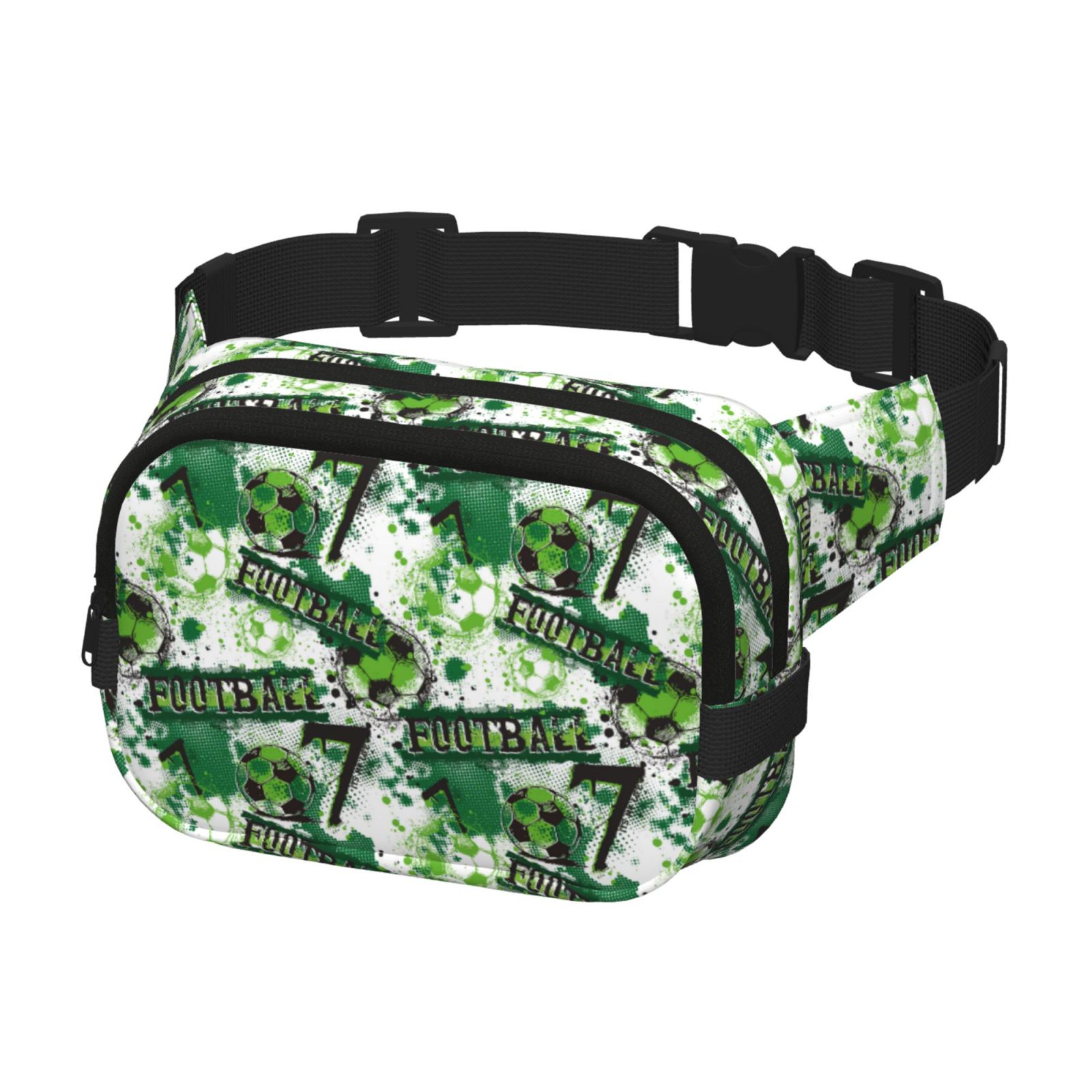 Picia Football 7 Print Square Double-Layer Waist Bag Mini Adjustable Waist Belt Bag Exercise Running Travel Hiking