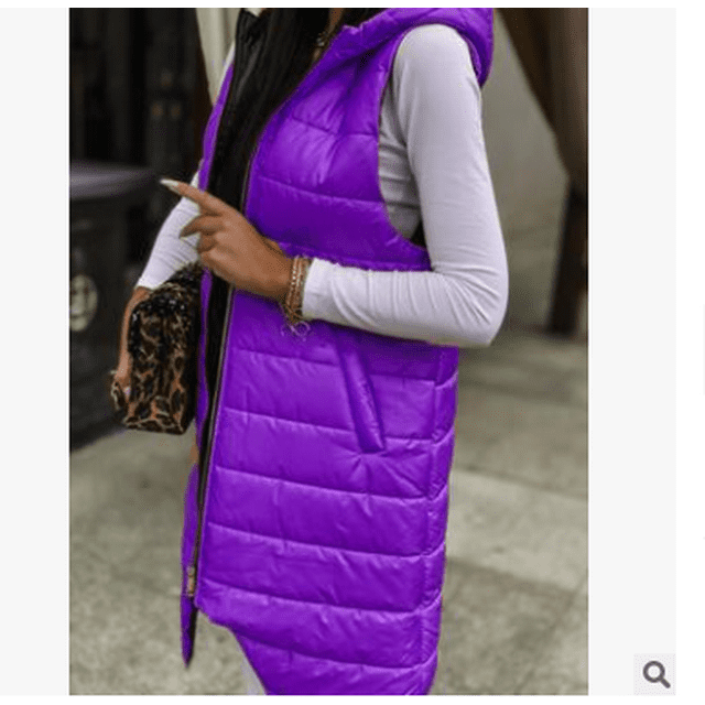 Kmbangi Gilet Long Sans Manches à Fermeture Éclair, Coupe Ajustée, Uni, Décontracté pour Femmes