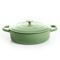 thumbnail image 5 of Crockpot Crock Pot Artisan 5qt Round Enamel Cast Iron Braiser Pan in Green, 5 of 7