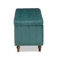 thumbnail image 5 of Bowery Hill Modern Teal Blue Velvet Upholstered Storage Ottoman Bench, 5 of 11