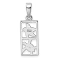 thumbnail image 3 of G & W Sterling Silver Rhodium-plated Polished Blue Created Opal Starfish and Turtle Rectangle Pendant, 3 of 4