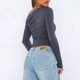 thumbnail image 5 of Top De Manga Larga Camisa básica de mujer Top Color sólido Estilo sexy Hombro inclinado Ropa de calle Traje Kuymtek Gris S para Mujer, 5 of 5