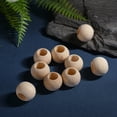 thumbnail image 4 of Unfinished Wood Beads Natural Wooden Loose Beads Spacer Beads Macrame Beads Large Hole Beads Round White 19-20x15-16mm Hole: 9-10mm, 4 of 4