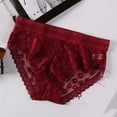 thumbnail image 4 of Byworldtasic Womens Breathable UnderwearWomen Lace Hipster Panties Full Coverage Soft Stretch Boxer Briefs Wine, 4 of 4