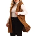 thumbnail image 4 of Agnes Orinda Women' s Plus Size Vest Single Breasted Casual Sleeveless Pocket Outerwear Long Vest Jacket, 4 of 5