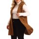 thumbnail image 4 of Chaleco sin mangas de talla grande para mujer Agnes Orinda, con botones, casual, con bolsillos, chaleco largo, color marrón, talla 2X, 4 of 6