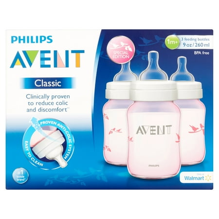 Philips Avent Classic 9 oz Feeding Bottles 1m+, 3 count