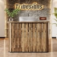 thumbnail image 3 of Finmind 63" U-Shaped Reception Desk with Counter, Modern Front Desk with Private Panel for Salon, Lobby, Retail Store, Office, Rustic Brown, 3 of 7