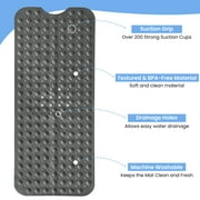 Lux Decor Collection Bath Tub Mat Non-Slip 40 x 16 Inch - Shower Mat for Bathtub with Suction Cups - Machine Washable (Gray)
