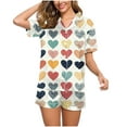 thumbnail image 2 of Xdegoge Previous Orders Two Piece Outfits Women Pajama Sets Stain Silk Pjs Shorts Sets Summer Cute Graphic Button Down Shirts Soft Comfy Casual Matching Sets Loungewear Sleep Nightwear, 2 of 7