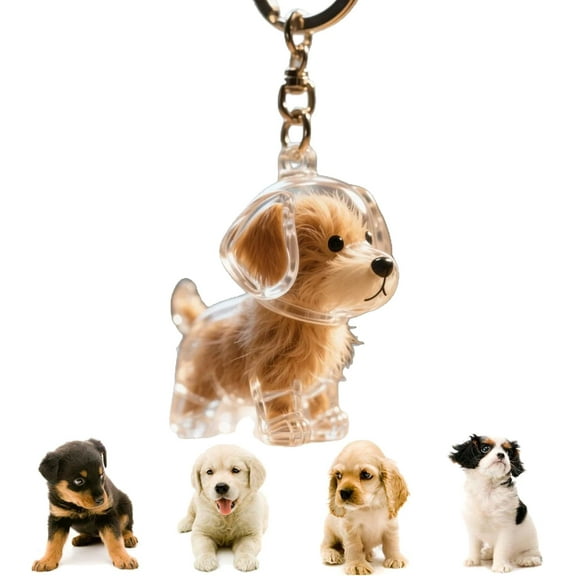 Dog Hair Collector Keychain Charm Memorial Storage Box, 2025 New Fur Life Pendant for Dogs, Pet Hair Memorial Keepsake, Transparent Cute Keychain, Portable Pet Memory Capsule