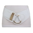 thumbnail image 4 of Women White Elastic Waist Hip Belt Gold Metal Hook Buckle S M, 4 of 11