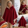 thumbnail image 2 of QISIWOLE Red Heated Hooded Shawl Wrap For Women, 3 Heat Settings Fast Heating, 4.8 ft x 31.5 in Cotton Blend Heated Blanket, For Home Office Travel Winter Warmth, 2 of 6