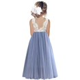 thumbnail image 3 of Vestido de encaje para niñas, Vestidos de fiesta de boda de flores para niños, Vestidos de tul con perlas para niñas, Vestidos de princesa para niños de verano, 3 of 5