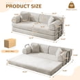 thumbnail image 2 of Timbernest 78.7" Convertible Sleeper Sofa Bed, Boucle Boneless Sofa with 2 Pillows, Floor Sofa Lounge Couch for Living Room, Light Camel, 2 of 10