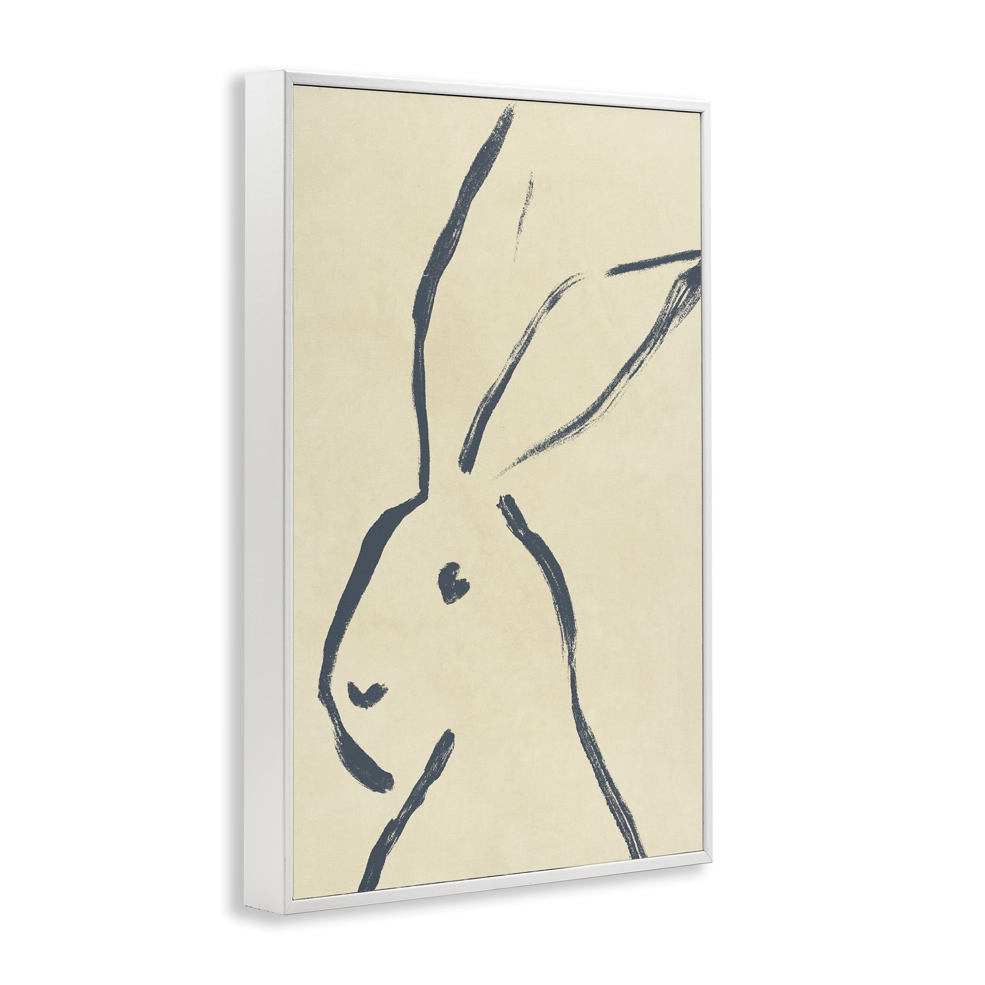 Stupell Industries Minimal Brushed Rabbit Animals & Insects Drawing White Framed Art Print Wall Art, 16 x 24