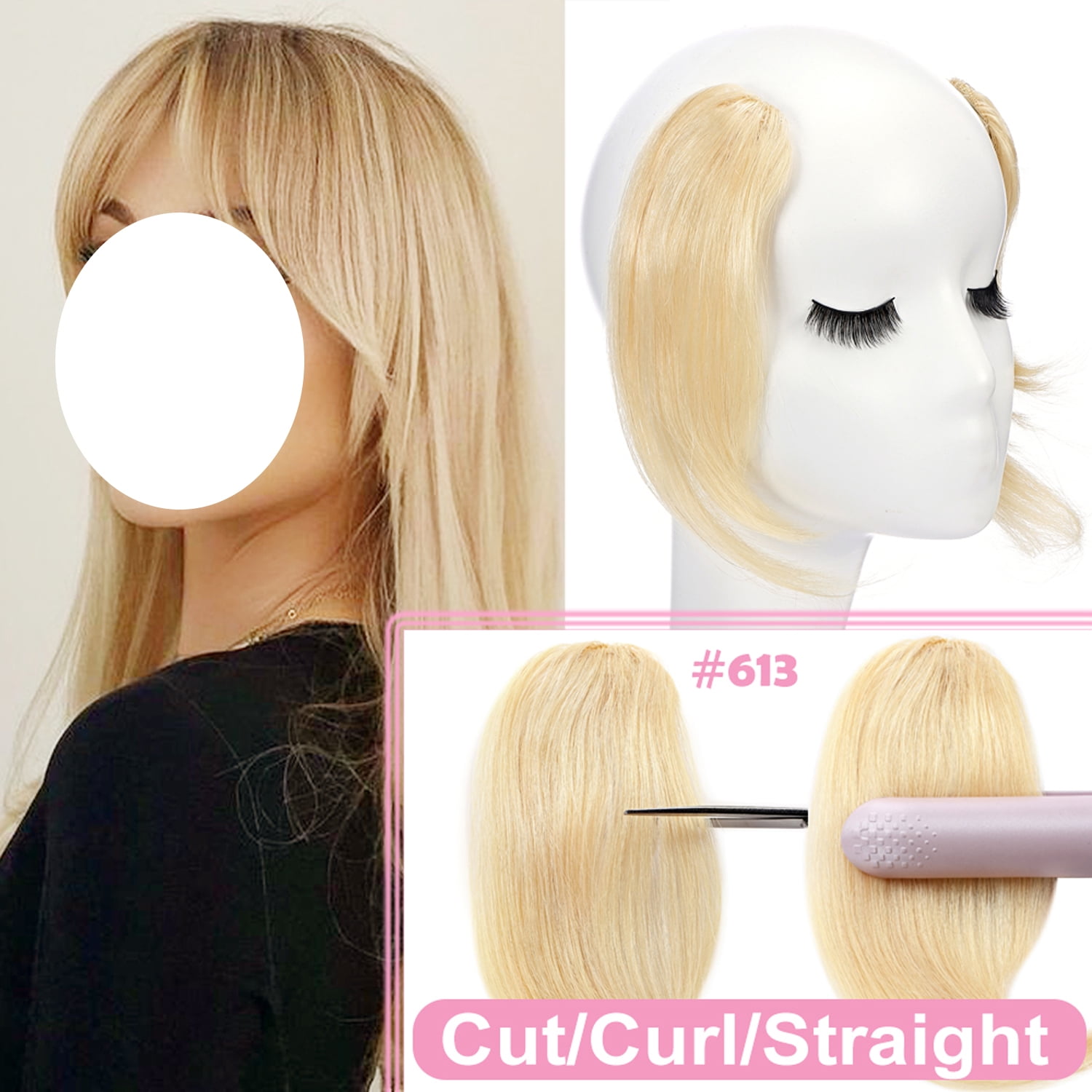 Benehair Clip in Hair Side Bangs Fringe Curtain Bangs 100 Real Human