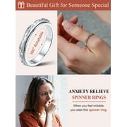Silvora S925 Sterling Silver Fidget Rings Embossed Celtic Spinner Rings Anxiety Stress Relieving Band Gifts for Women, Size 6