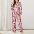 thumbnail image 2 of KLL Garden Gnomes Print Women's Long Sleeve Pajamas with Pants Sleepwear Loungewear 2 Set-Large, 2 of 7