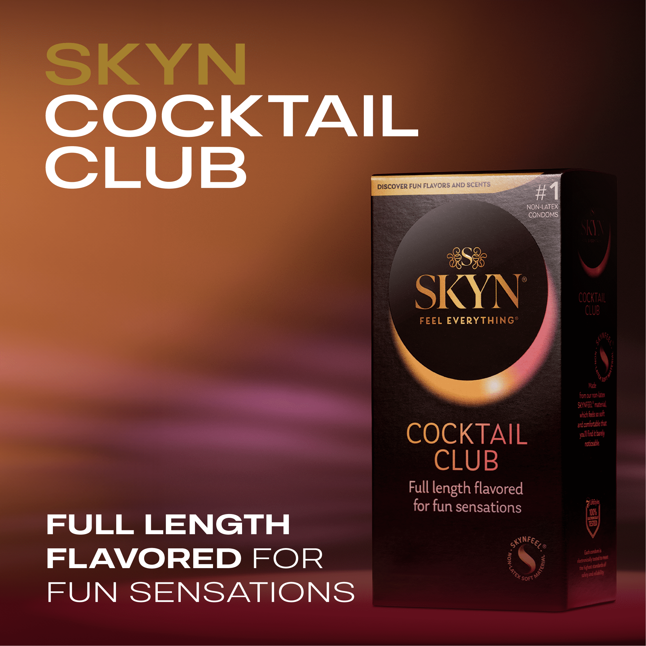 skyn cocktail club flavored non-latex lubricated condoms SKYN® Cocktail Club - Latex-free condom - 3 Cocktail Flavors main image 0