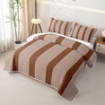 thumbnail image 3 of Castle Fairy Geometric Thin Vertical Stripe Quilt King 3 Pieces,Mid Century Wide Band King Coverlet Set,Coffee White,1 Bedspread and 2 Pillowcases, 3 of 7