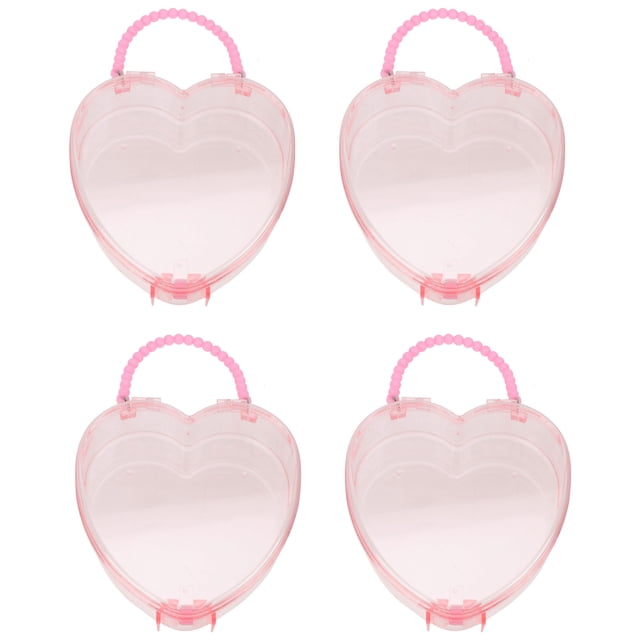 CIMAXIC 4Pcs Kids DIY Plastic Boxes Girl Handheld Storage Boxes Cartoon Kids Boxes,4.92"X4.92"X1.77"