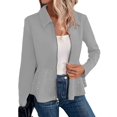 thumbnail image 2 of Women'S Pearl Trim Blazer Open Front Long Sleeve Shawl Collar Elegant Suits Jackets Silver XL, 2 of 7
