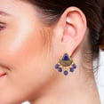 thumbnail image 3 of Efulgenz Indian Jewelry Antique Crystal Stone Faux Pearl Beads Drop Big Stud Earrings Set for Women - Blue, 3 of 4