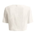 thumbnail image 5 of JGGSPWM Women Shrug Sheer Ruffle Short Sleeve Cropped Chiffon Cardigan for Dress Beige XL, 5 of 5