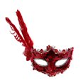 thumbnail image 1 of Máscara con Brillos Way To Celebrate con Plumas Rojo, 1 of 4