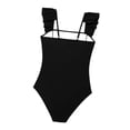 thumbnail image 5 of Girls Swimsuits Size 10-12 One Piece Girls Swimsuit Ruffle Adjustable Straps One Piece Bathing Suit Solid Color Ruched Girls' Swimwear 9-16Y, 5 of 7