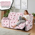 thumbnail image 4 of ZIATUBLES Recliner Cover for 3 Cushion Reclining Sofa, 8 PCS Stretch Recliner Couch Covers with Storage Pockets, Soft Fitted Furniture Protector for Living Room Decor, Cherry Daisy Pink, 4 of 9
