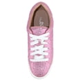 thumbnail image 4 of La Sheelah Women’s Rhinestone Platform Sneakers – Sparkly Glitter Fashion Shoes, Bling Casual Lace-Up Sneakers, Crystal Streetwear Flatform Shoes DOLCE-66 Pink 8, 4 of 5