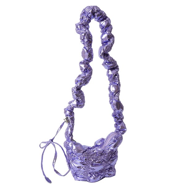 Bolso Hombro para Mujer Casual Sólido Abajo Nube Plisado El Brazo (Púrpura)