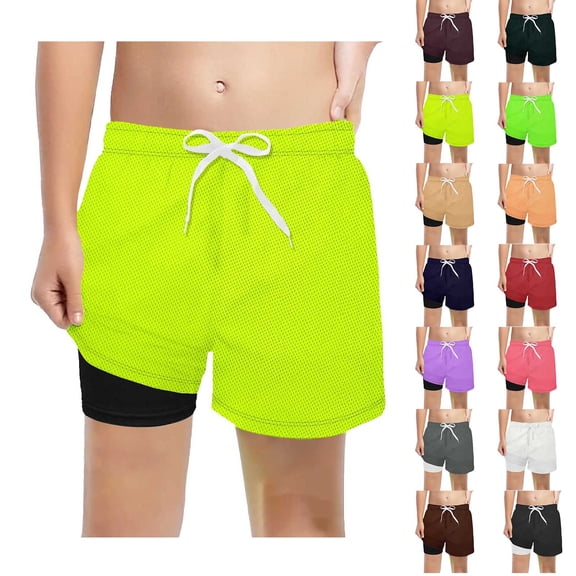 Boys Athletic Shorts Elastic Waist Drawstring Mesh Shorts with Compression Liner Lightweight Running Soccer Shorts Boys Summer Shorts Boys Shorts 9-10 Years