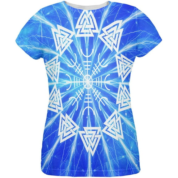 Vikings Wrath of Odin Lightning Mandala All Over Womens T Shirt Multi SM