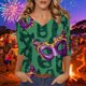 thumbnail image 1 of TaTaai Women's Fashion Christmas Printed Loose Casual V Neck With Three Quarter Sleeves And 3/4 Sleeves T-shirt Pullover Top Gift, 1 of 5