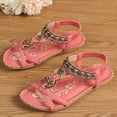 thumbnail image 6 of hoksml Women's Boho Beaded Flat Sandals, Elastic Ankle Strap Open Toe Summer Shoes, Multicolor, 6 of 6