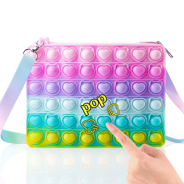 Zimfanqi Pop On It Fidget Toys Purse For Girls Big Pop Its Bag Simple Dimple Poppers Fidgets