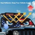 thumbnail image 4 of Uorisanigo USA Flag Big Eyes Windshield Sun Shade for 2018-2024 Jeep Wrangler JL JLU & Gladiator JT, Folding Sunshade Heat Shield Front Window Visor Shade, Aluminum Foil Film Structure, 4 of 7
