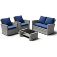 thumbnail image 4 of ELPOSUN Wicker Patio Furniture Set Outdoor Sectional Sofa 4-Piece with Gray PE Rattan, Navy Blue, 4 of 6