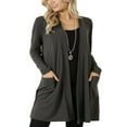 thumbnail image 3 of Womens Long Sleeve Cardigan Pockets Plus Size Open Front Jackets Plain Outerwear, 3 of 3