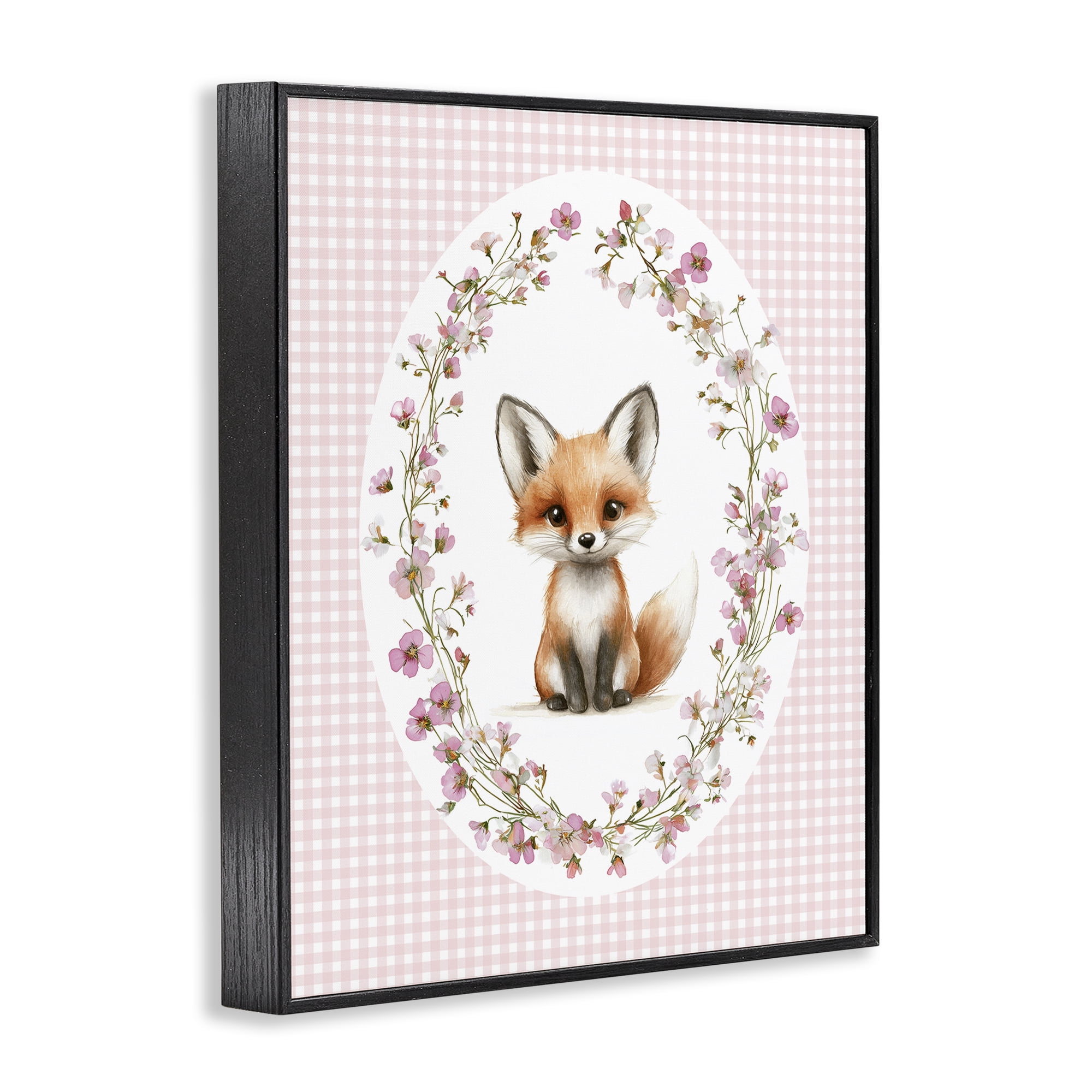 Stupell Industries Fox with Cherry Blossoms Black Framed Giclee Art, design by Christine Simpson Art