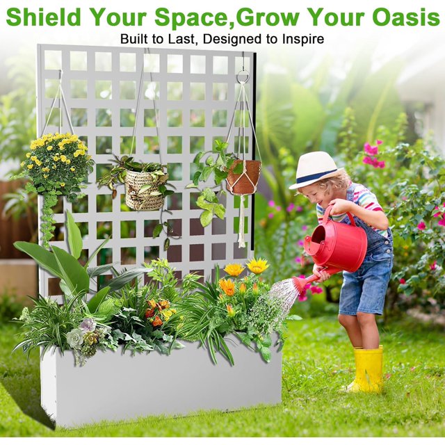 Historyli Jardineras metálicas con enrejado para exteriores,jardineras elevadas galvanizadas sin ruedas ni orificios de drenaje para verduras,hierbas y plantas trepadoras,para patio,balcón y terraza